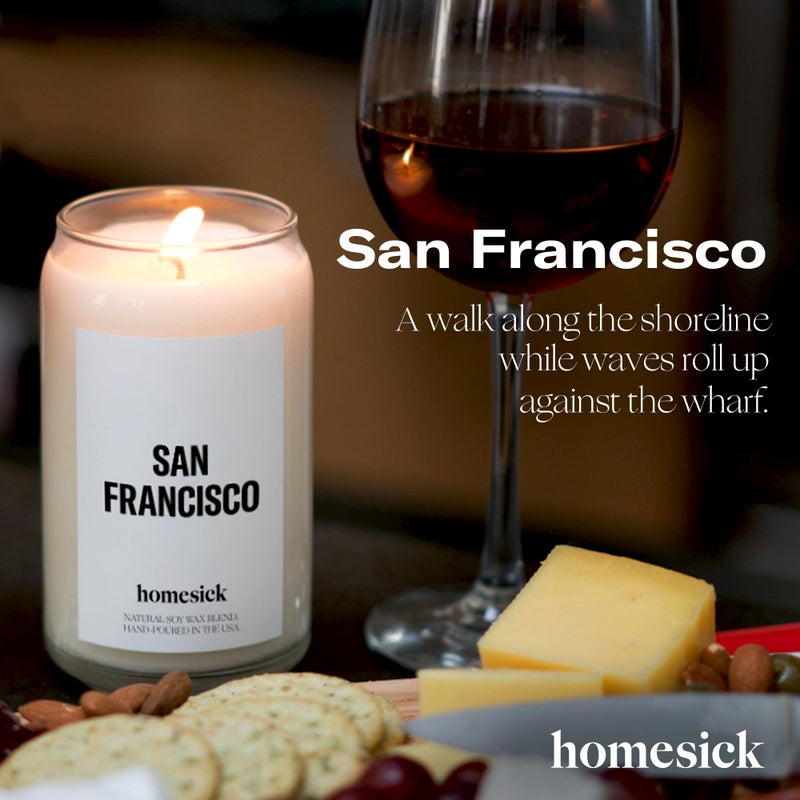 Homesick Scented Candles for Home (San Francisco) - 13.75 oz Long-Lasting Soy Wax Jar Candle for Women & Men for All Occasions, 60-80 Hours Burn Time - Notes of Coffee & Chocolate - Image 3